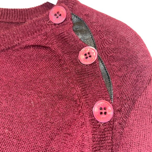 zadig & voltaire burgundy wine shoulder buttons wool sweater elbow patches M - Picture 4 of 5